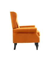 Streamdale Furniture Wood Frame Armchair, Modern Accent Chair Lounge Chair with Sturdy Wood Legs for Living Room Bedroom(Orange)