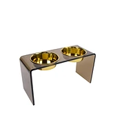 Hiddin Large Bronze Double Bowl Pet Feeder
