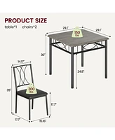 gaomon Dining Table Set for 2, Kitchen Table and Chairs, Square Dining Room Table Set , 3 Piece Dining Table Set , Rustic Grey