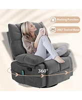 Streamdale Furniture Vibration Massage Chair Recliner with Heat, Oversized Swivel Rocker Chair, Single Sofa, Teddy Fabric Manual Recliner Chair with F