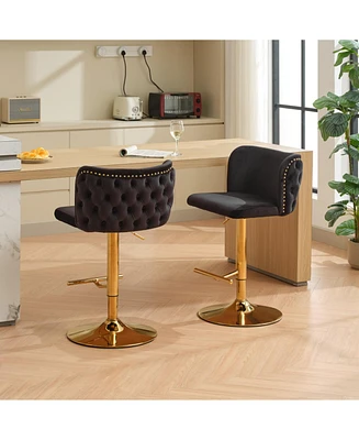 Streamdale Furniture Swivel Barstools Adjusatble Seat Height With Gold