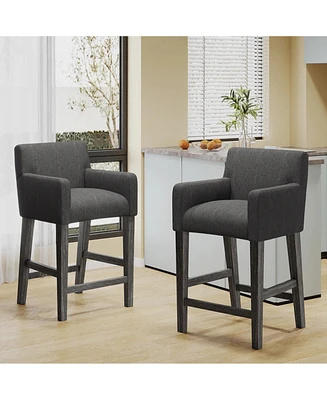 Streamdale Furniture Set Of 2 Upholstered 26 Inch Counter Stool - Charcoal/Gray