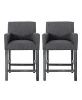 Streamdale Furniture Set Of 2 Upholstered 26 Inch Counter Stool - Charcoal/Gray