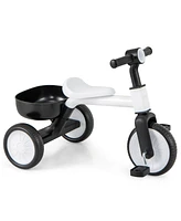 Hongge Toddler Convertible Trike with 86° Limited Steering Angle and Carbon Steel Frame-White