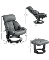 Massage Recliner Chair with Footstool, 360 Swivel Recliner, Gray