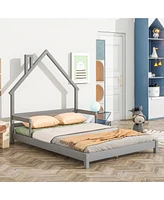 Slickblue House-Shaped Bed Frame with Headboard and Safety Handrails for Kids' Bedroom