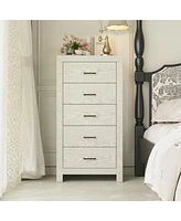 Homsee Brown Wood Accent Storage Dresser Organizer With 5 Drawers