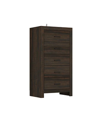 Homsee Brown Wood Accent Storage Dresser Organizer With 5 Drawers