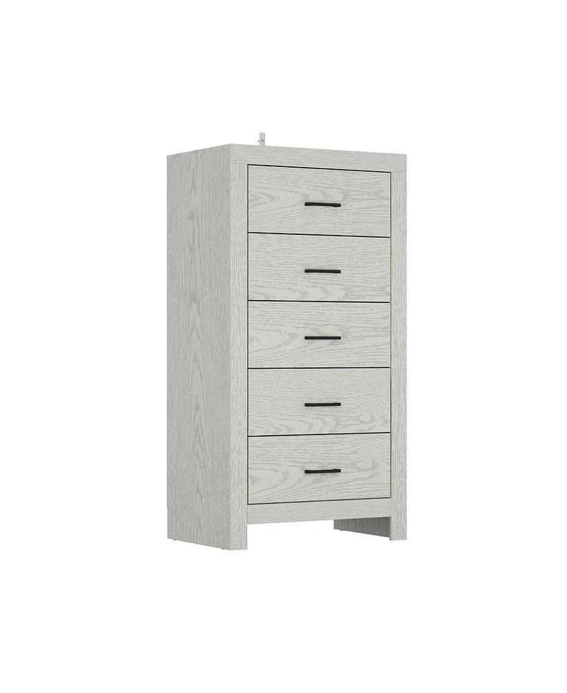 Homsee Brown Wood Accent Storage Dresser Organizer With 5 Drawers