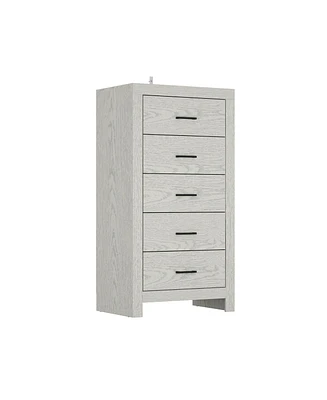 Homsee Brown Wood Accent Storage Dresser Organizer With 5 Drawers