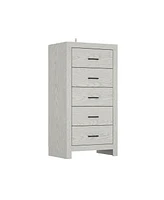 Homsee Brown Wood Accent Storage Dresser Organizer With 5 Drawers