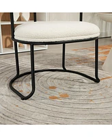 Streamdale Furniture Boucle Dining Chairs Set of 2, Mid-Century Modern Curved Backrest Chair, Round Upholstered Kitchen Chairs (Beige Boucle)