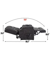 Dual Motor Heat Massage Infinite Position Up to 350 Lbs Electric Power Lift Recliners with Power-Remote, Medium-firm and Heavy Duty, Grey