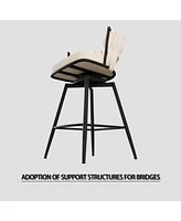 Streamdale Furniture Bar Chair Suede Woven Bar Stool Set of 4,Black legs Barstools No Adjustable Kitchen Island Chairs,360 Swivel Bar Stools Upholster