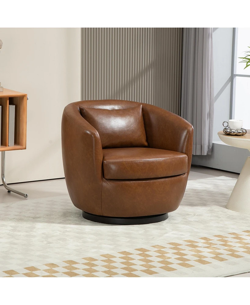 Streamdale Furniture Upholstered Swivel Barrel Armchair with Storage Modern Living Room Side Chair for Bedroom/Office/Reading Spaces