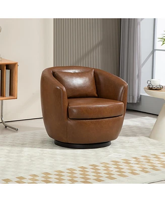 Streamdale Furniture Upholstered Swivel Barrel Armchair with Storage Modern Living Room Side Chair for Bedroom/Office/Reading Spaces