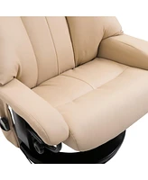 Massage Recliner Chair with Ottoman, 360 Swivel Recliner and Footstool, 10 Point Vibration, Pu Leather Reclining Chair with Side Pocket and Remote Con