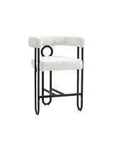 Streamdale Furniture Bar Stools Set of 2, Modern Bar Stool with Back, Black Metal Frames, Upholstered Bar Stools for Kitchen Island, Pub, Club (Beige