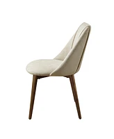 Streamdale Furniture Willene Side Chair (Set-2), Beige Fabric & Walnut Finish