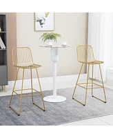 Streamdale Furniture Modern Bar Stools, Metal Wire Bar Height Barstools, 30" Seat Height Bar Chairs for Kitchen with Back and Footrest, Set of 2, Gold