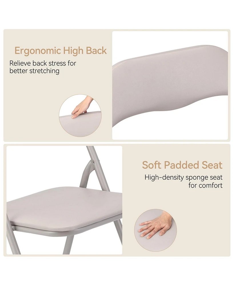 gaomon Folding Chairs 2 Pack with Cushion, Outdoor & Indoor Event Portable Metal Folding Chairs,Beige