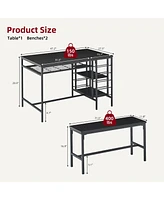 gaomon Dining Table Set for 4, Kitchen Table Set for 4 with 2 Benches