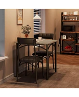 gaomon Dining Table Set, Kitchen Table and Chairs for 2, with 2 Upholstered Chairs, 3 Piece Dining Table Set,Rustic Grey