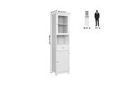 Mdf Spray Paint Bathroom Cabinet – White High Storage Unit with 2 Doors, 1 Drawer, and 1 Shelf