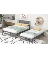 Slickblue Platform Bed with Adjustable Trundle for Versatile Sleep Solutions and Space Efficiency