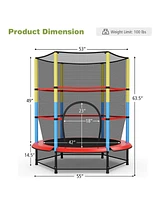 Gymax 55'' Kids Trampoline Recreational Bounce Jumper W/Safety Enclosure Net Heavy-duty