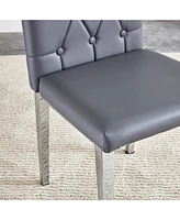 Streamdale Furniture 4 piece set of gray armless dining chairs brings a touch of elegance and mystery to the dining area with its deep gray tone, The