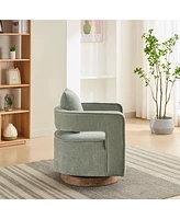 29.1" W Swivel Accent Open Back Chair Modern Comfy Sofa Chair With Weathered Base For Nursery Bedroom Living Room Hotel Office, Club Chair Leisur