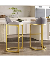 Streamdale Furniture 4 Pieces Bar Stools, 30" Counter Height Bar Stools Modern Luxury Bar Stools with Footrest, Upholstered Velvet Counter Stool Chair