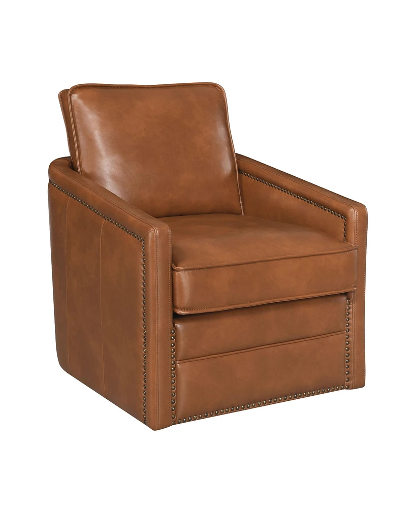Streamdale Furniture Rocha Accent Chair w/Swivel, Brown Leather Aire