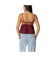 Edikted Women's Linen Look Open Back Top