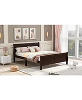 Slickblue Wood Platform Bed with Headboard and Sturdy Wooden Slat Support for Enhanced Mattress Stability