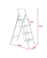 3 Step Ladder, 3 Step Stool Folding Step Stool with Handrails, Gorilla Ladders 500LBS Capacity Sturdy& Portable Ladder for Home Kitchen Library Office