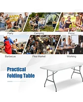 Sugift 6 Ft Portable Folding Camping Table with Carrying Handle for Picnic