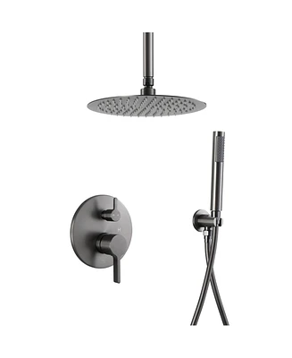 Pvd Gun Black 10 Inch Round Bathroom Shower Set