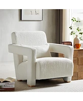 Mirod Sleek Right-Angle Armrests, Ergonomic Lumbar Support, Square Wooden Block Legs, Inclined Seat for Comfort, Artistic Statement Piece for Living r