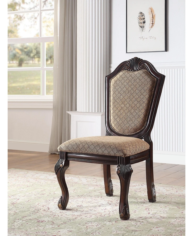 Streamdale Furniture Chateau De Ville Side Chair (Set-2), Fabric & Espresso