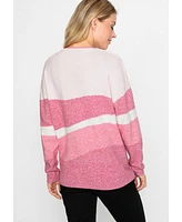 Olsen Women's Long Sleeve Boat Neck Melange Sweater