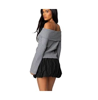 Edikted Women's Brandy Fold Over Ribbed Sweater