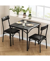 gaomon Dining Table Set, Kitchen Table and Chairs for 2, with 2 Upholstered Chairs, 3 Piece Dining Table Set,Black