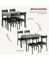 gaomon Dining Table Set, Kitchen Table and Chairs for 4, Table Set with 4 Upholstered Chairs, 5 Piece Dining Table Set,Grey