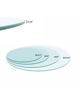 Lovmor 20" Inch Round Tempered Glass Table Top Clear Glass 1/4" Inch Thick Round Polished Edge ，Transparent