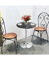 Sugift 360° Swivel Cocktail Pub Table with Sliver Leg and Base-Black