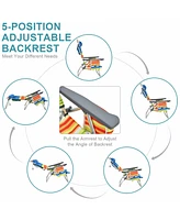 Sugift 4-Pack 5-Position Outdoor Folding Backpack Beach Reclining Chair with Pillow-Yellow