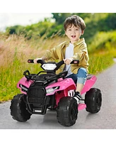 Sugift 6V Kids Atv Quad Electric Ride On Car with Led Light and MP3-Pink