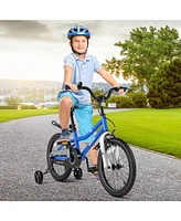 Sugift 18 Feet Kids Bike with Removable Training Wheels-Navy